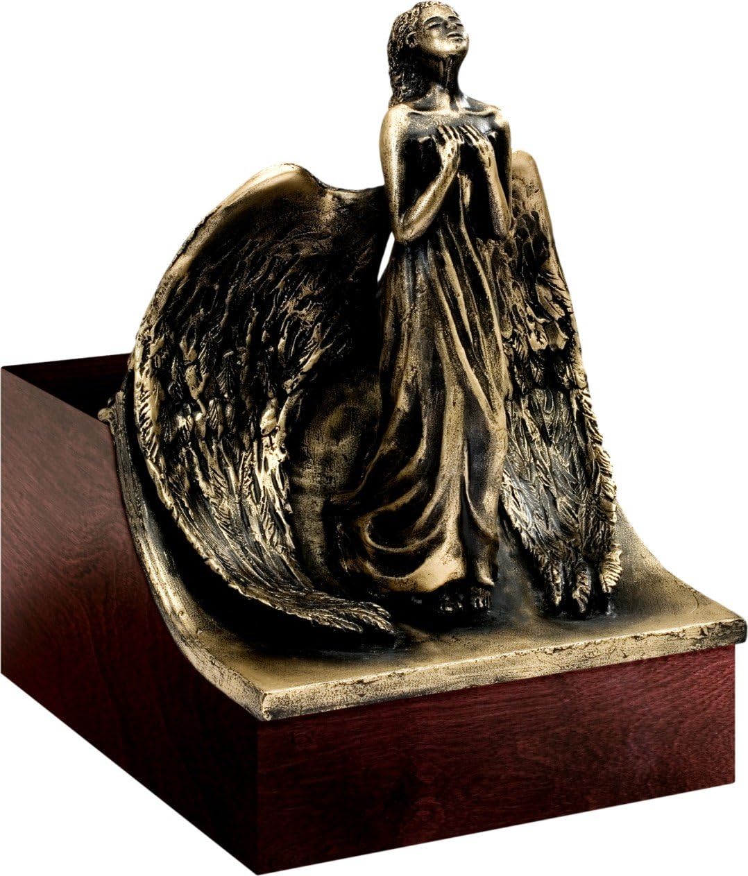 urns uk"beaminster 祈祷天使"cremation urn,钢铁色